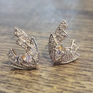 Elegant Silver & Gold Plated Jaqueline Bouvier Kennedy Earrings EUC